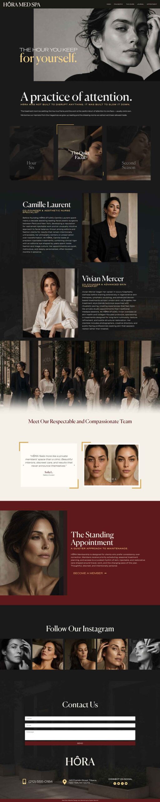 Hôra Med Spa website design by Digital Mounts