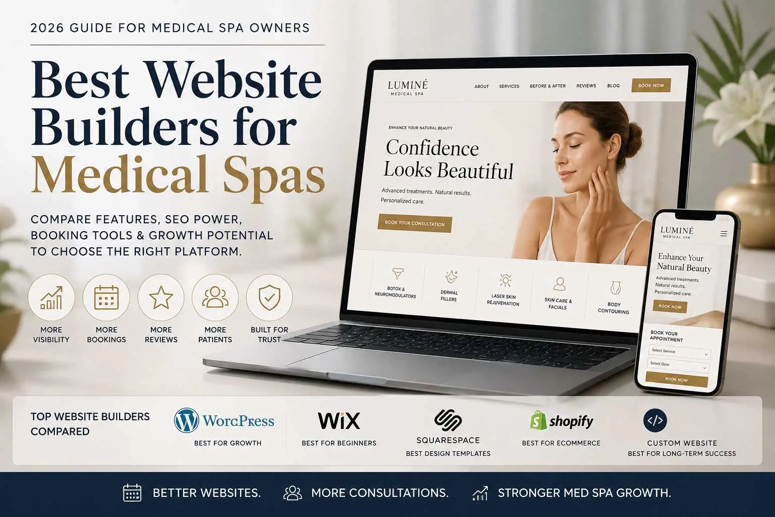 Best website builders for medical spas comparison chart